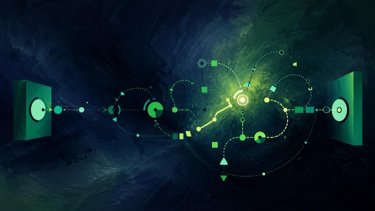 Illustration of process flows and gears representing imperfect but valuable data in process mining