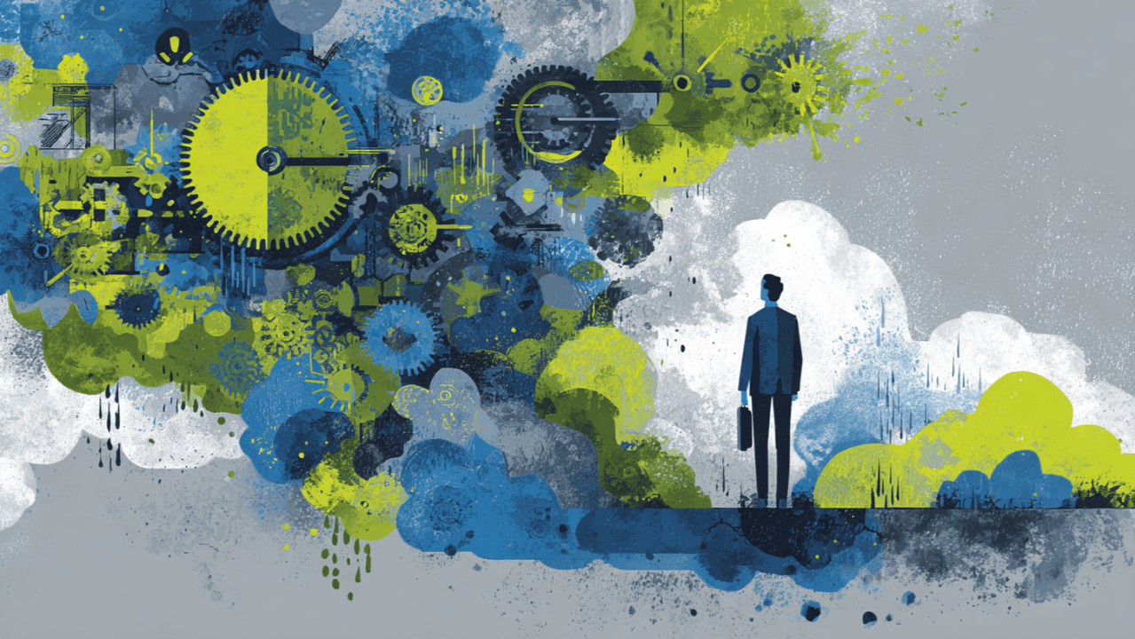 Abstract process visualization with business person